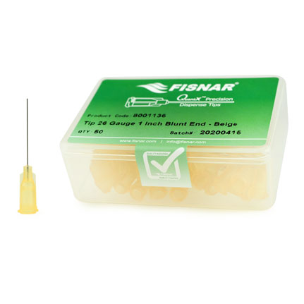 Fisnar QuantX™ 8001136 Straight Blunt End Needle Beige 1 in x 26 ga